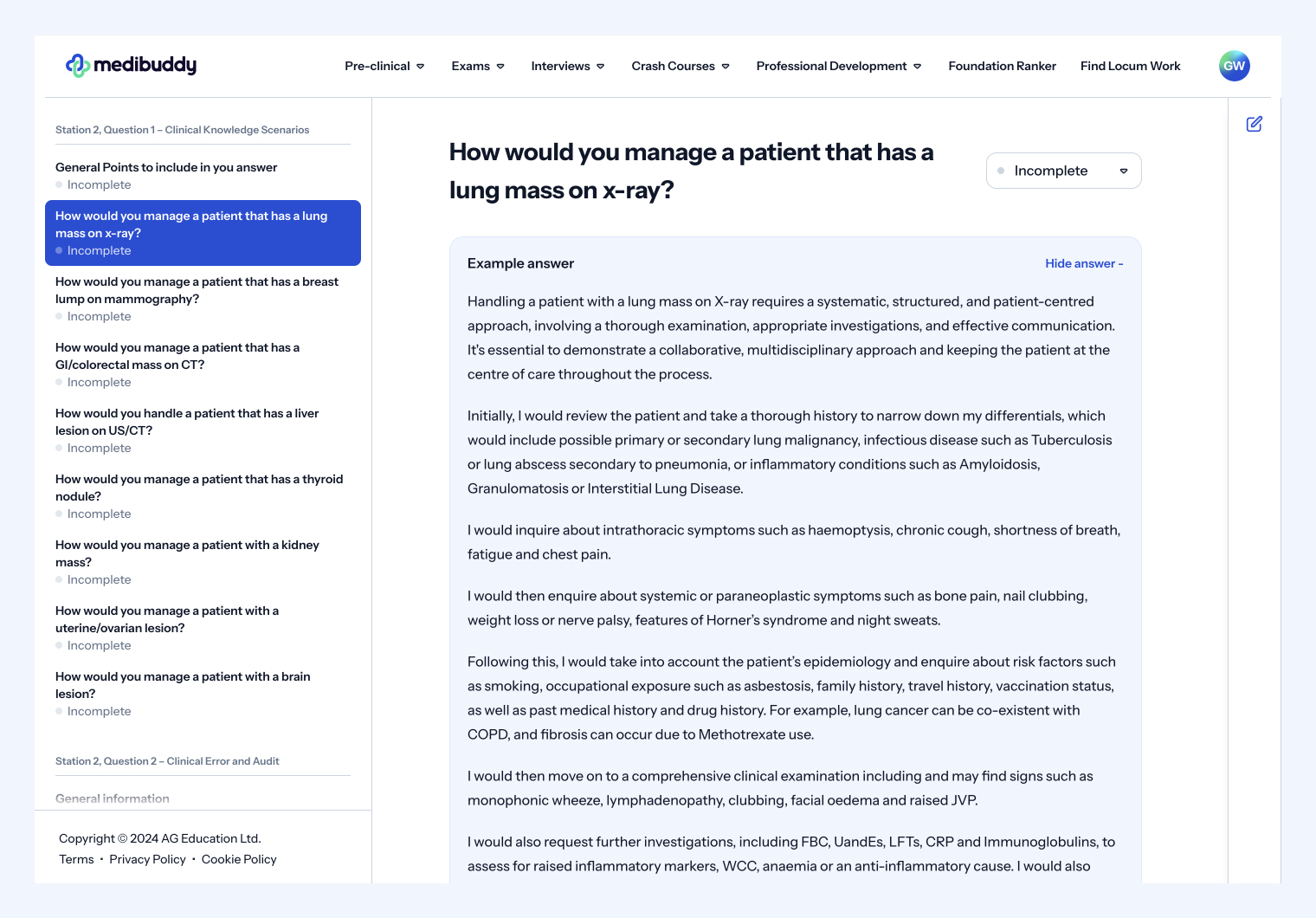 Histopathology ST1 Interview Clinical Knowledge Scenario